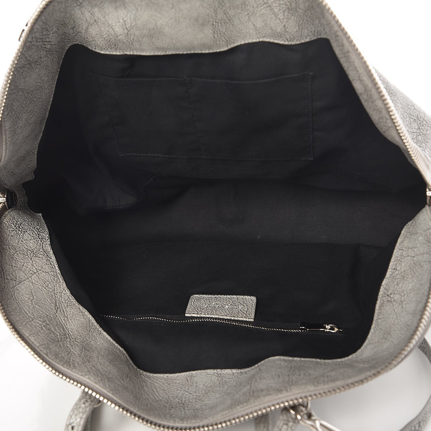 Agneau Classic Silver Hardware Papier Large Bowling Bag Grey
