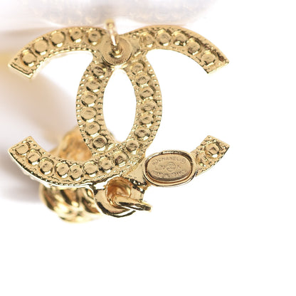 Chanel Crystal Pearl CC Drop Earrings Gold 4 of 5