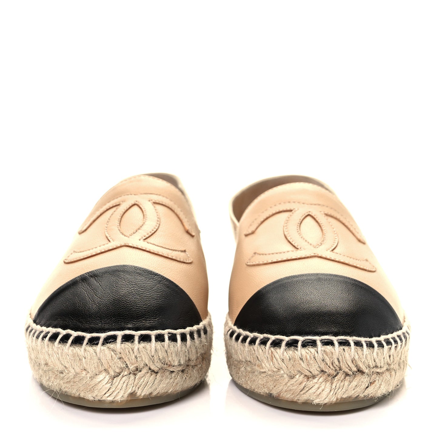 Lambskin CC Espadrilles 36 Beige Black