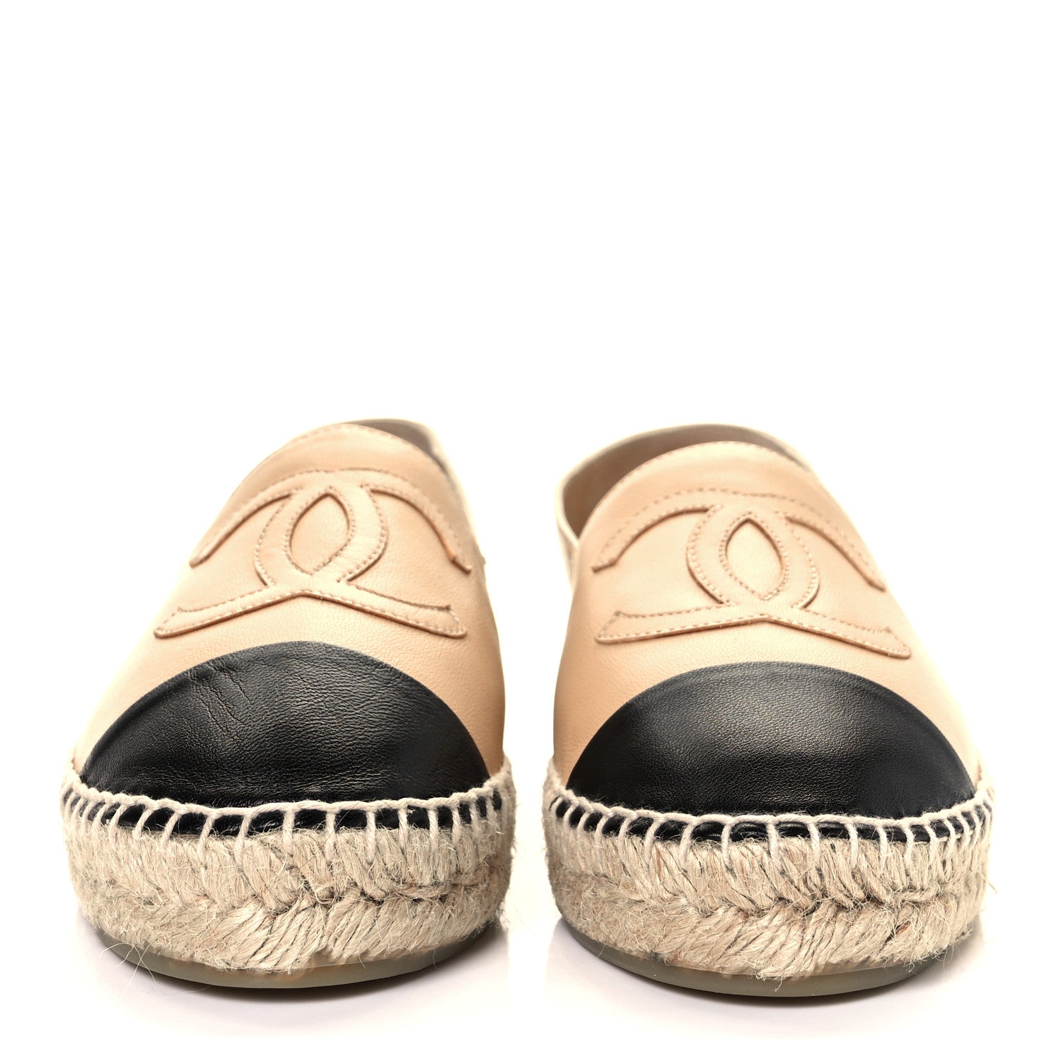 Chanel Lambskin CC Espadrilles 36 Beige Black 2 of 7