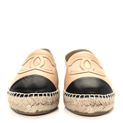 Chanel Lambskin CC Espadrilles 36 Beige Black 2 of 7