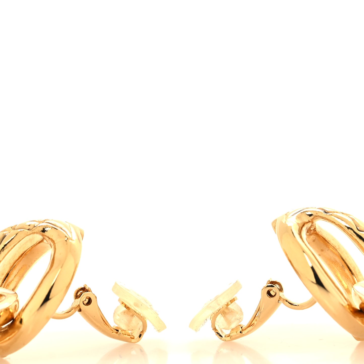 Enamel CC Drop Clip On Earrings Gold White Black