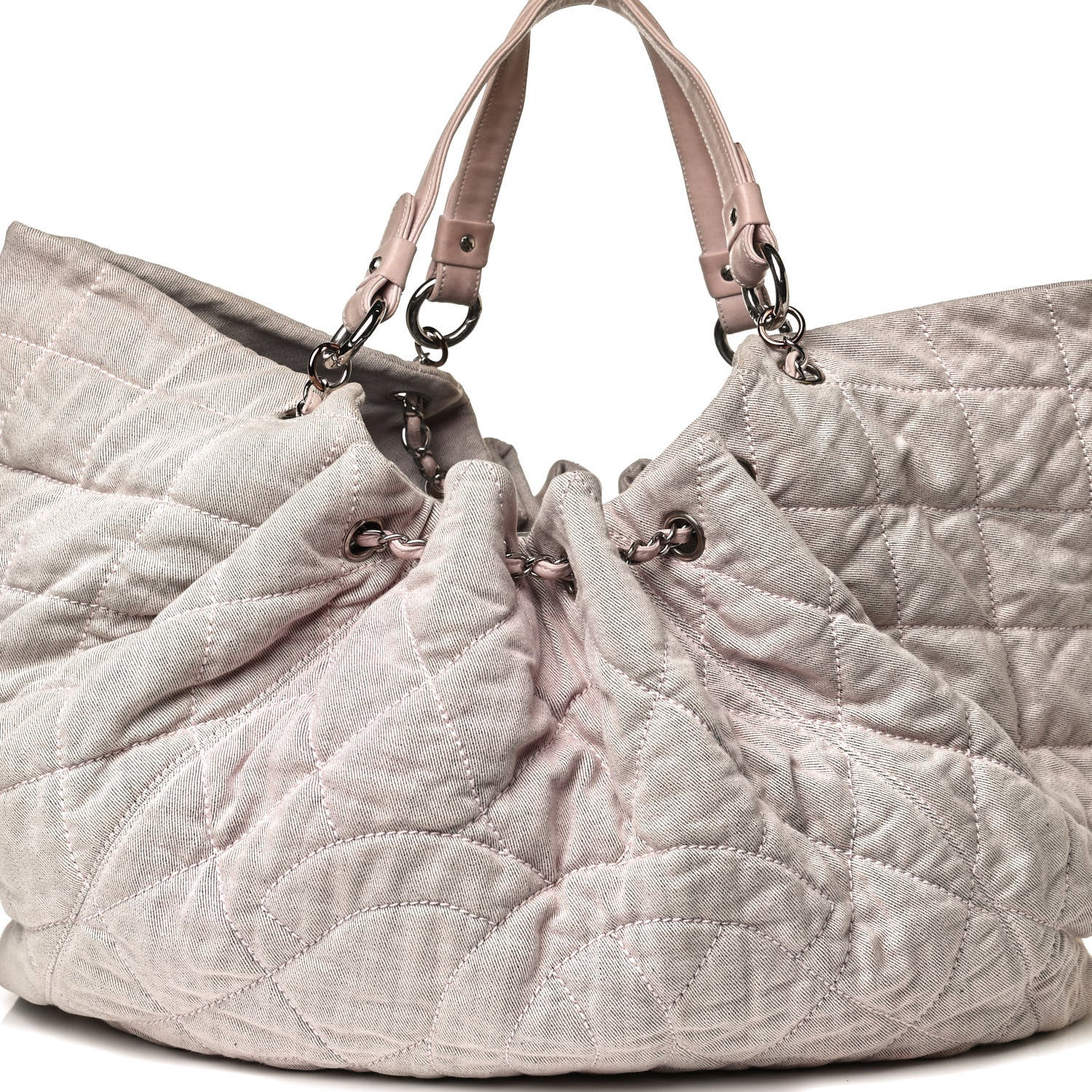 Chanel Denim Quilted Stretch Spirit Large Cabas Tote Light Pink 7 of 18