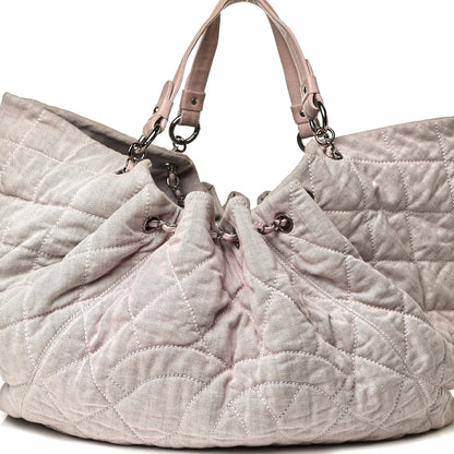 Chanel Denim Quilted Stretch Spirit Large Cabas Tote Light Pink 7 of 18