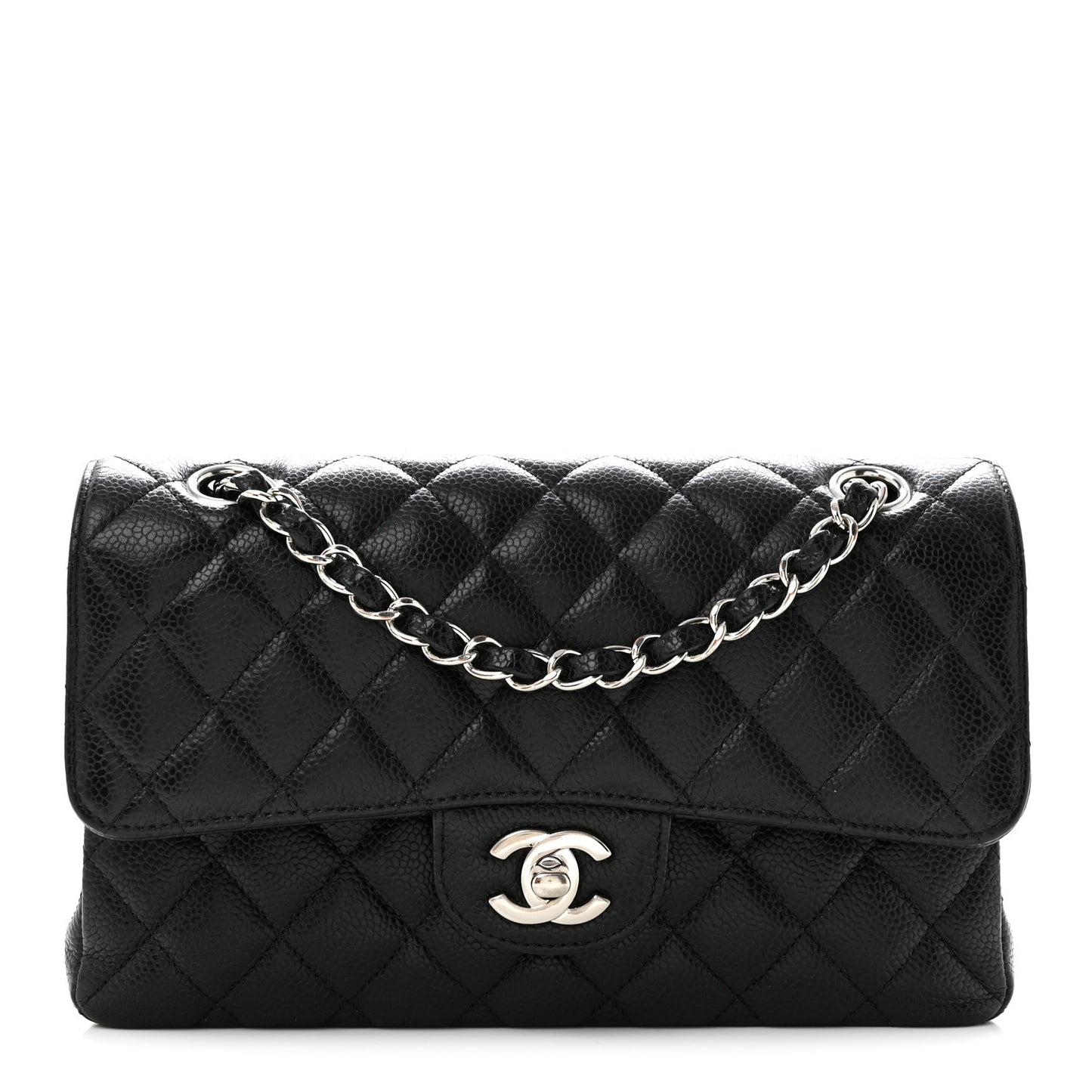 Caviar Quilted Small Double Flap Black