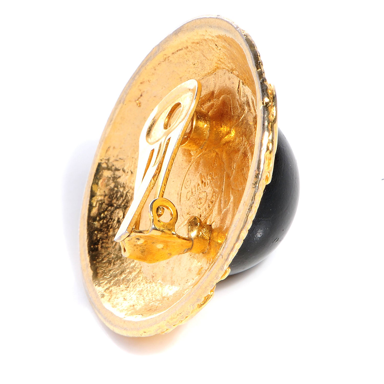 Chanel CC Clip On Earrings Black and Gold 4 of 5