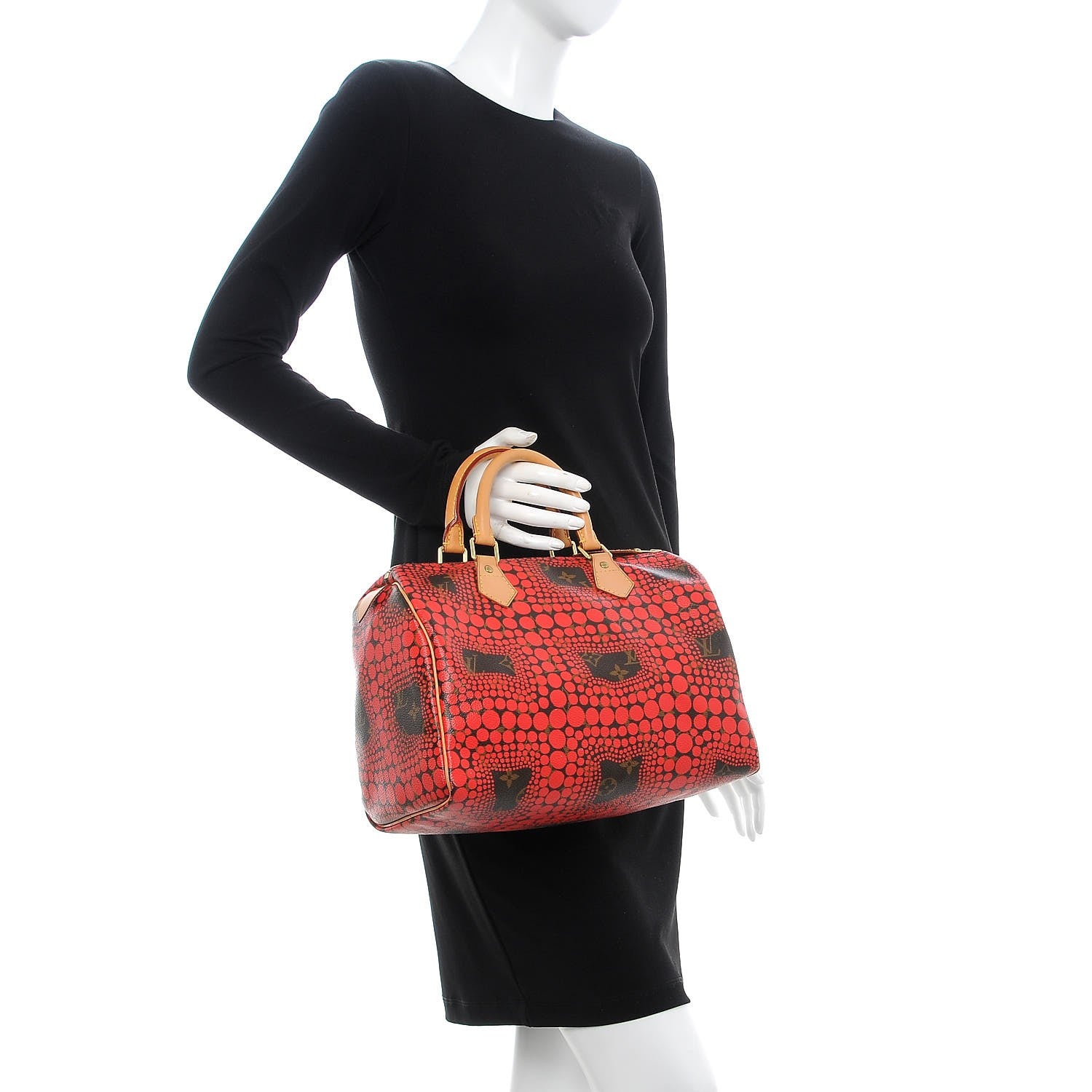 Louis Vuitton Monogram Kusama Town Speedy 30 Red 2 of 7