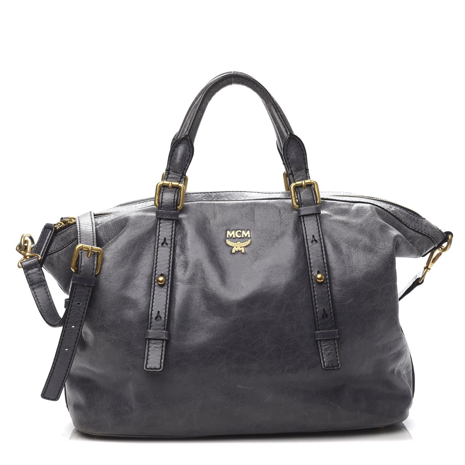 MCM Calfskin Satchel Grey 1 of 10
