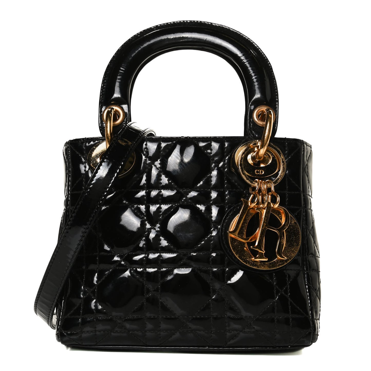 Patent Cannage Mini Lady Dior Black