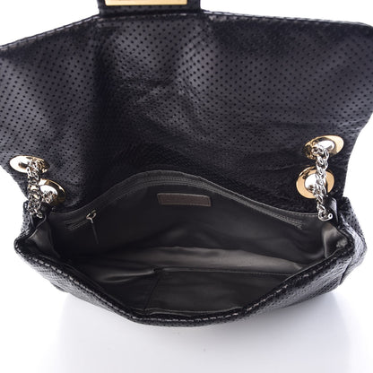 Chanel Metallic Crackled Calfskin Large Perforated Drill Flap Black 5 of 7