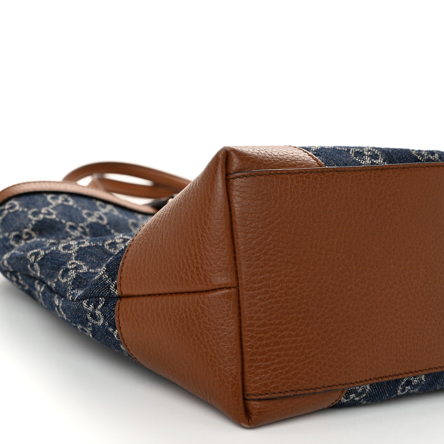 New Denim GG Monogram Medium Ophidia Shopping Tote Blue Tea Cuir