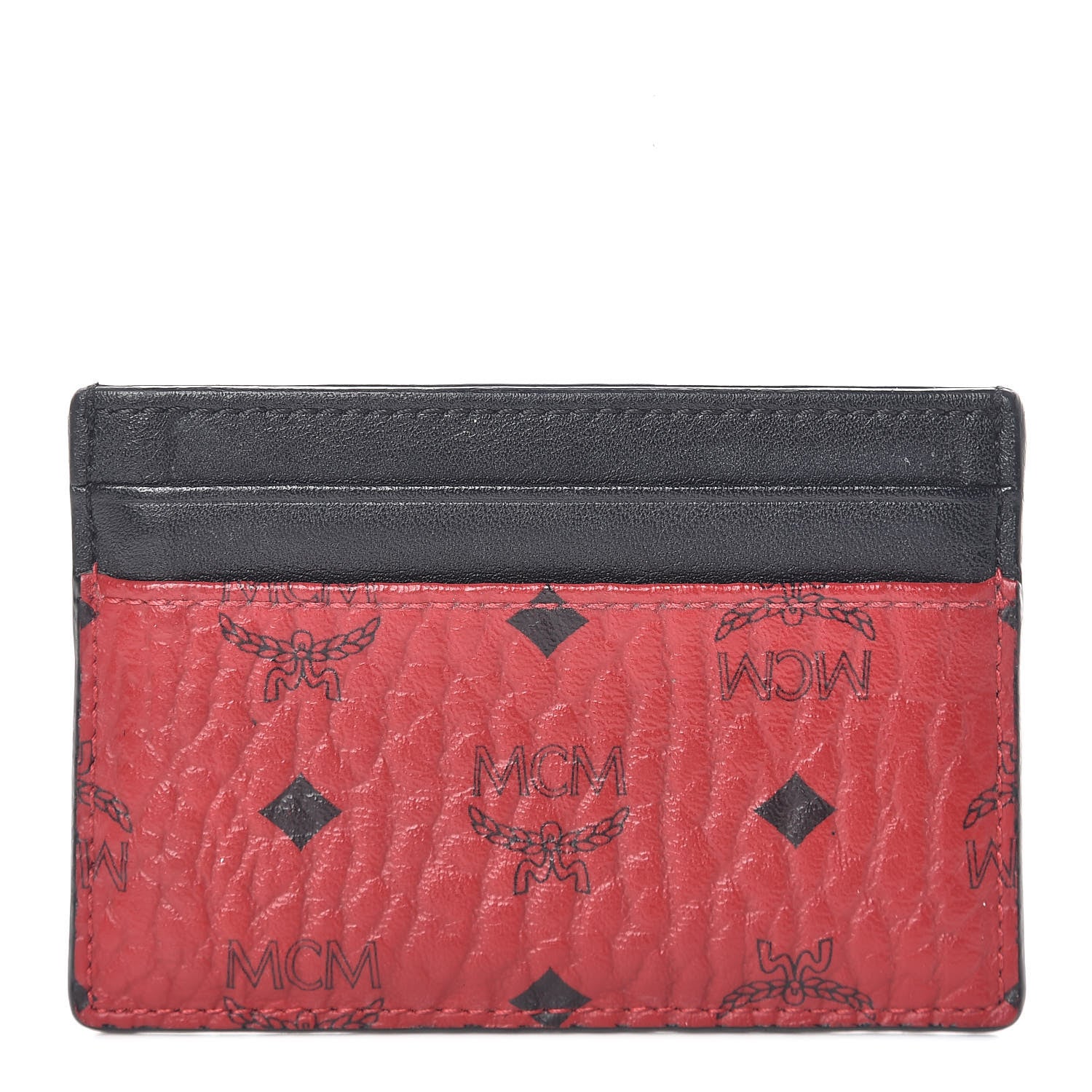 MCM Calfskin Visetos Mini Card Case Black Ruby Red 1 of 9