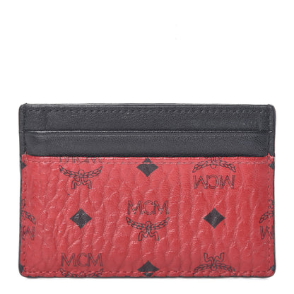 MCM Calfskin Visetos Mini Card Case Black Ruby Red 1 of 9