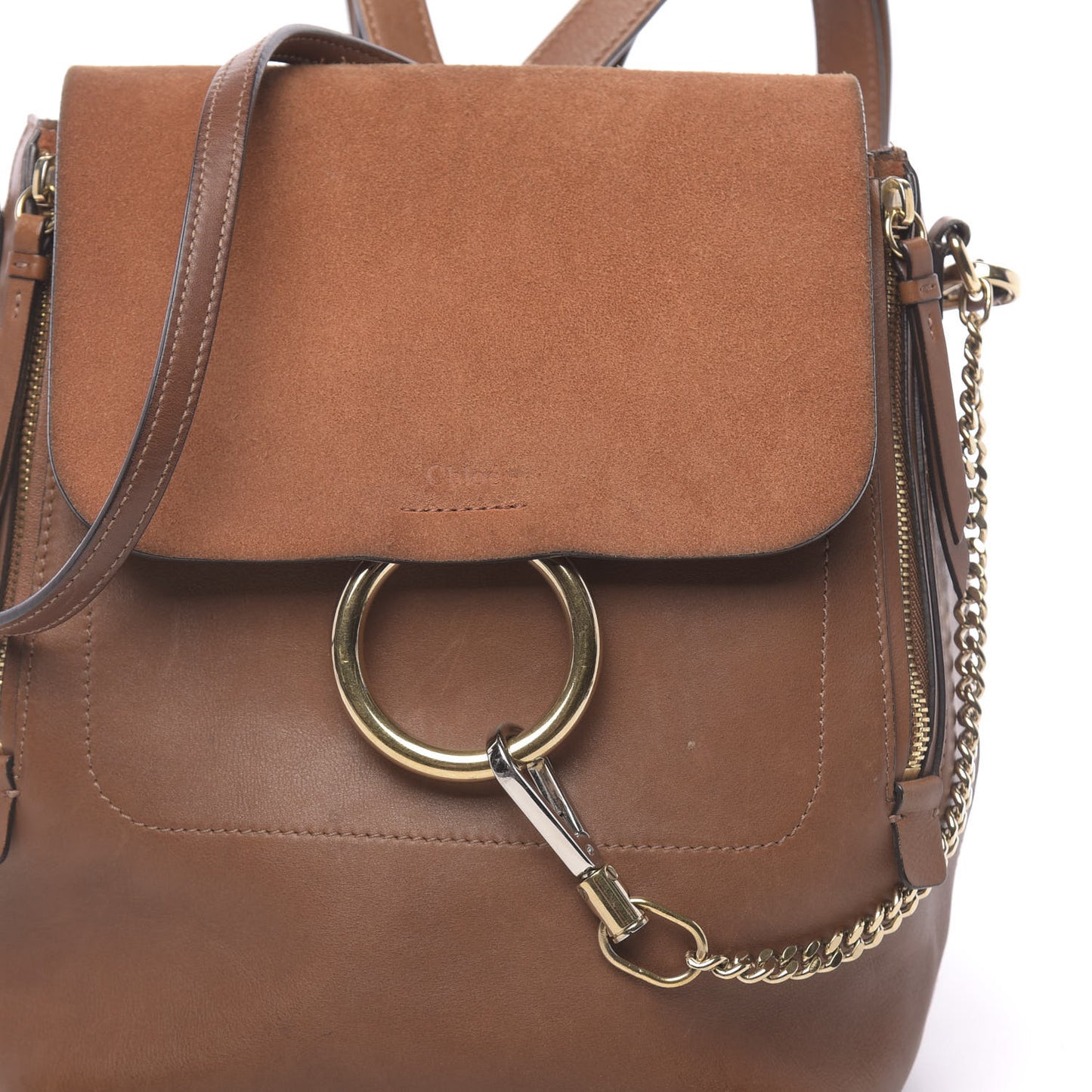Suede Calfskin Medium Faye Backpack Tan
