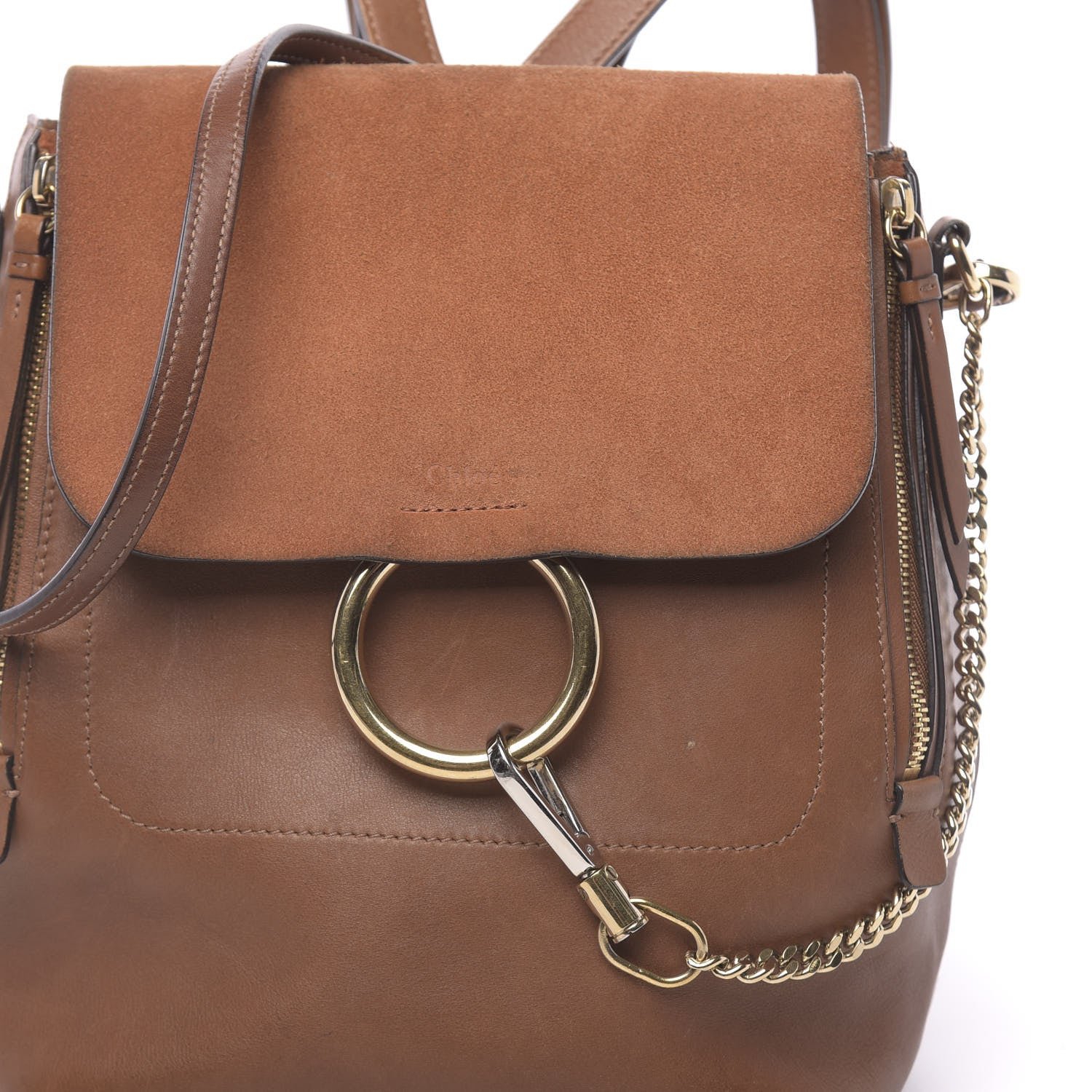 Chloe Suede Calfskin Medium Faye Backpack Tan 11 of 17