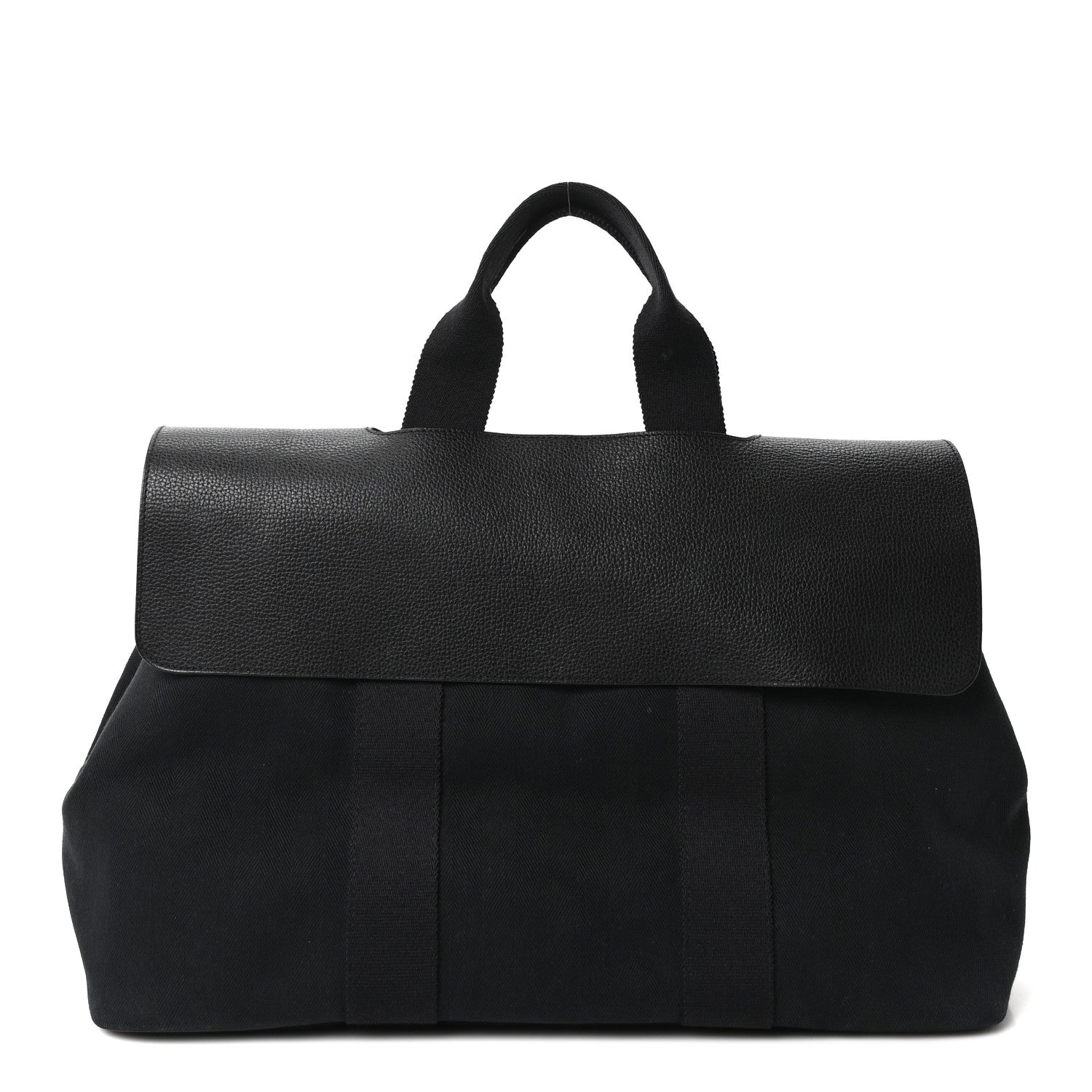 Hermes Chevron Herringbone Toile Vache Liegee Valparaiso Tote  MM Black 1 of 11