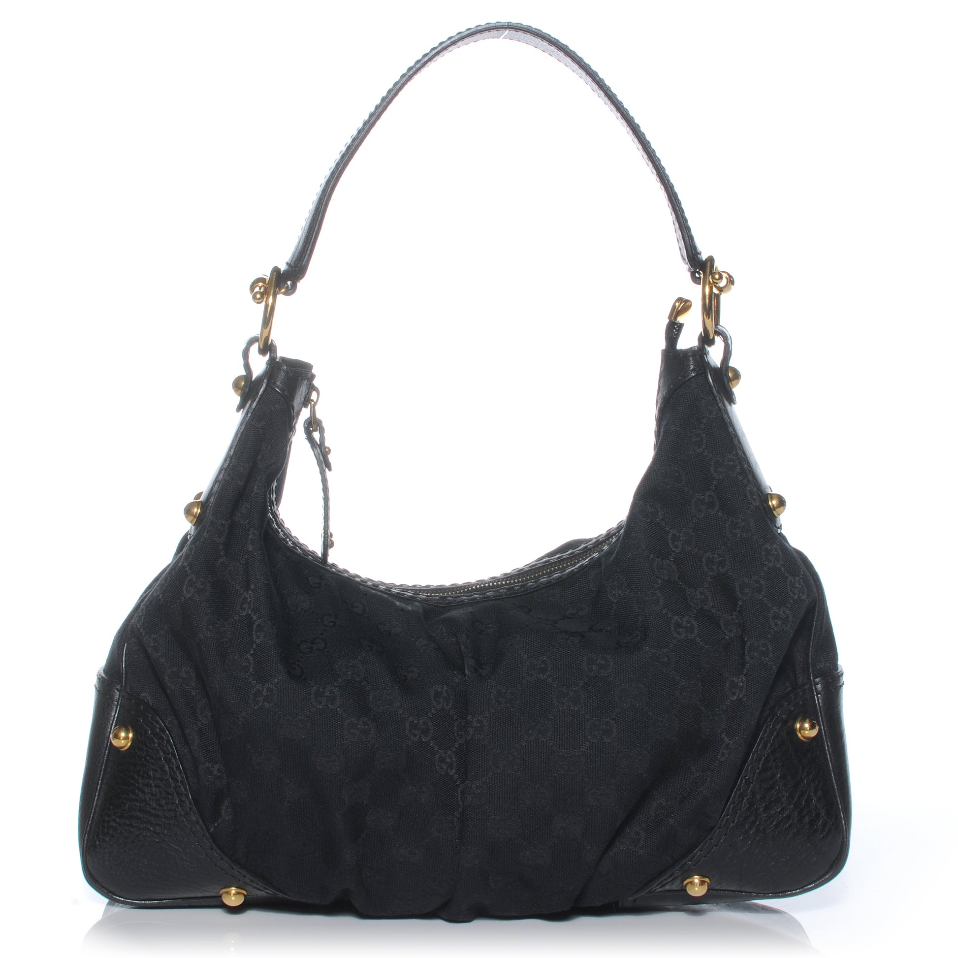 Gucci Monogram Medium Jockey Hobo Black 1 of 8