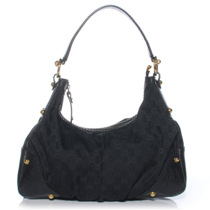 Gucci Monogram Medium Jockey Hobo Black 1 of 8
