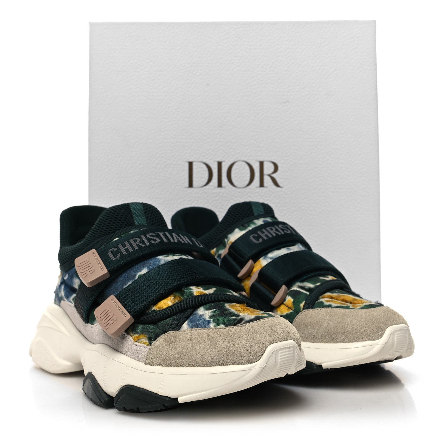 Christian Dior Technical Fabric Camouflage Tie and Dior Womens D-Wander Sneakers 37 Cypress Green 10 of 10
