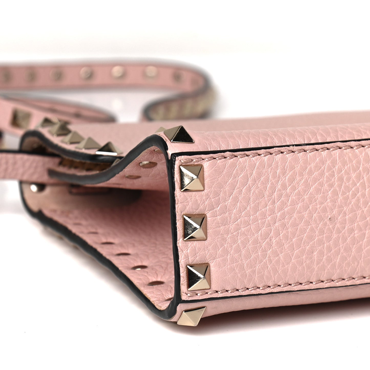 Pebbled Calfskin Medium Rockstud Flip Lock Crossbody Bag Water Rose