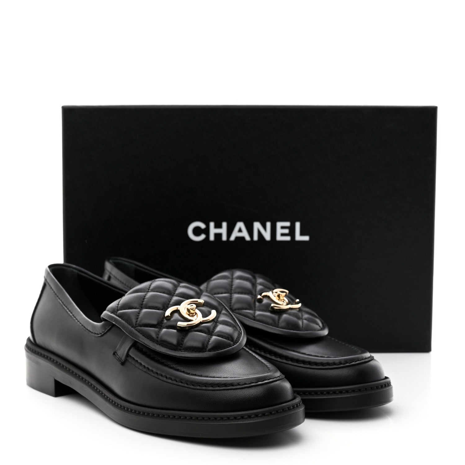 Chanel Lambskin Quilted CC Turnlock Loafers 40 Black 9 of 9
