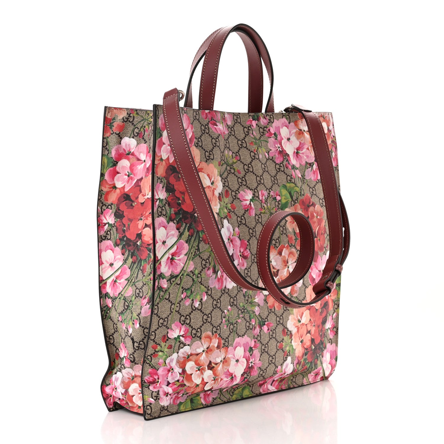 Gucci Soft GG Supreme Monogram Blooms Vertical Tote Beige Multicolor Dry Rose 3 of 10