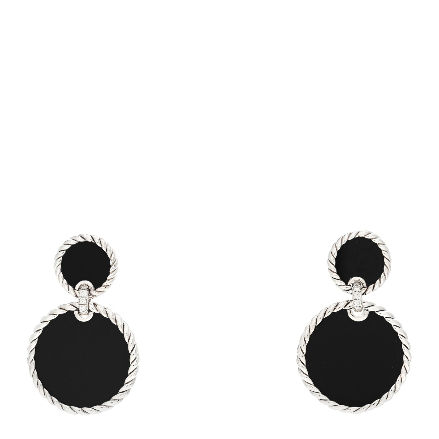 Sterling Silver Diamond Black Onyx Elements Double Drop Earrings