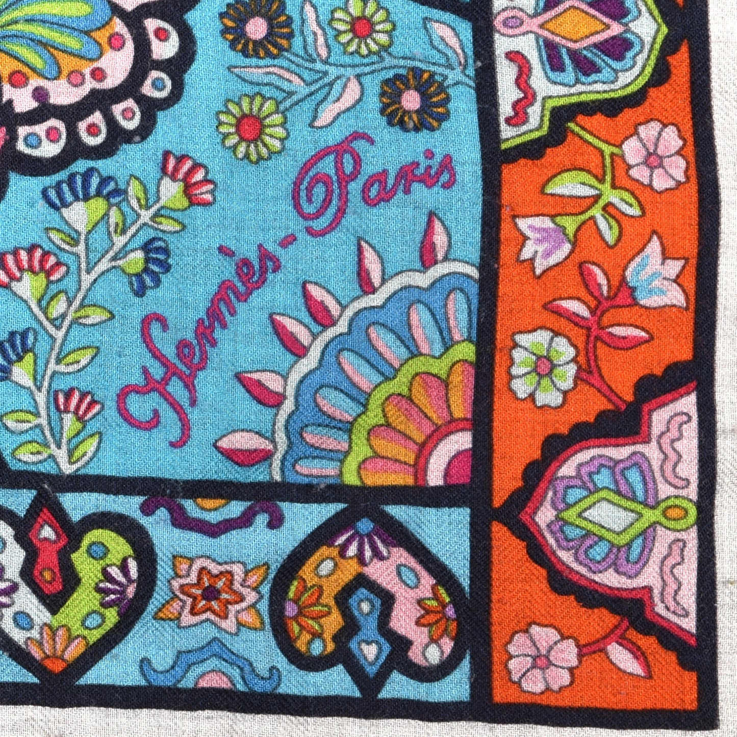 Cashmere Silk Au Pays Des Oiseaux Fleurs Shawl 140