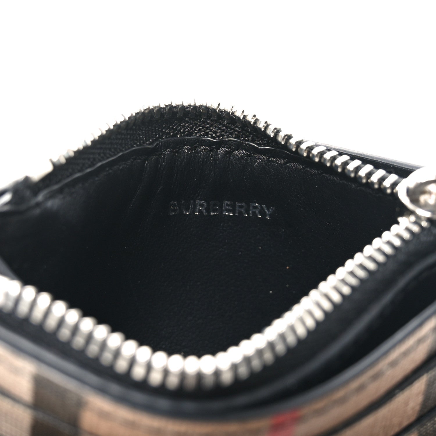 Burberry Canvas Vintage Check Zip Card Holder Black 6 of 6