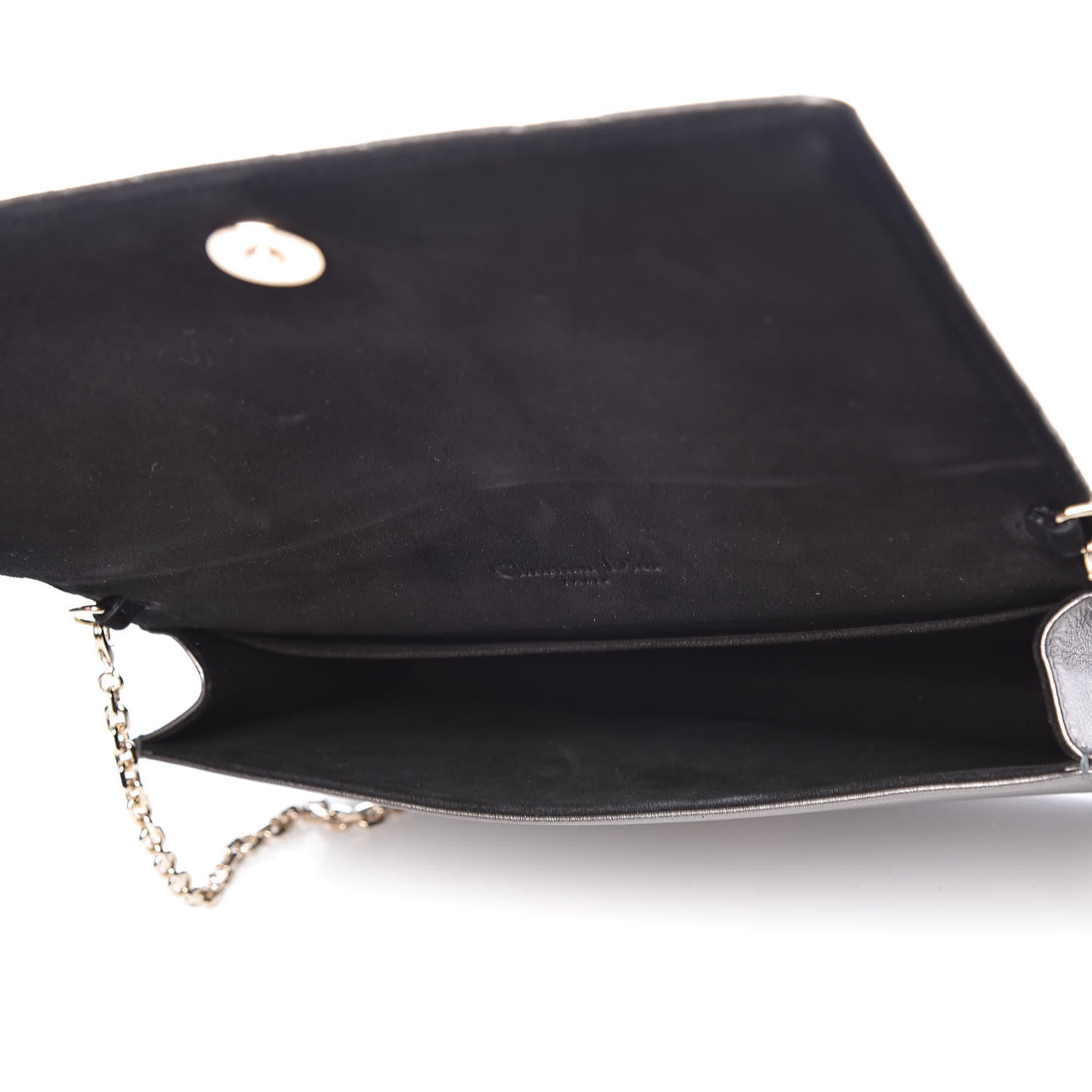 Christian Dior Metallic Calfskin Cannage Lady Dior Convertible Clutch Gunmetal 9 of 14