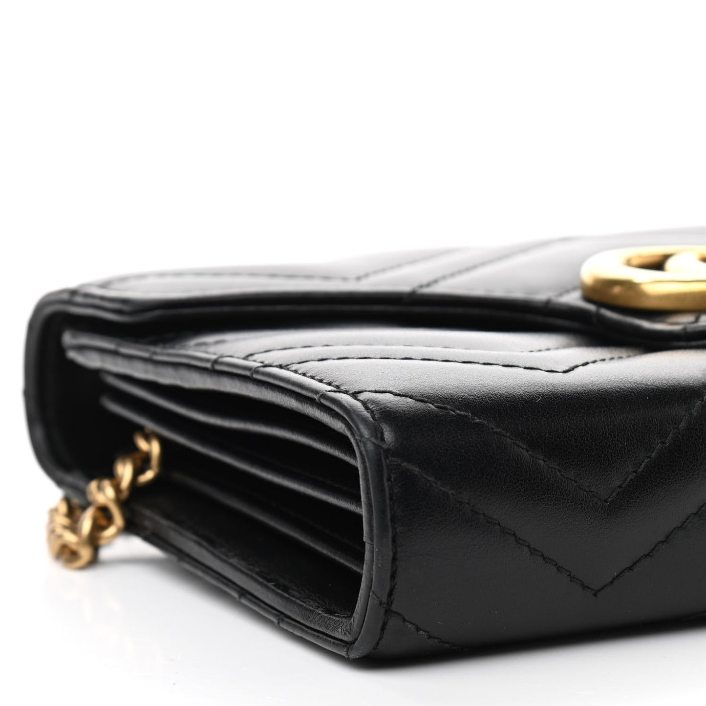 Calfskin Matelasse GG Marmont Chain Wallet Black