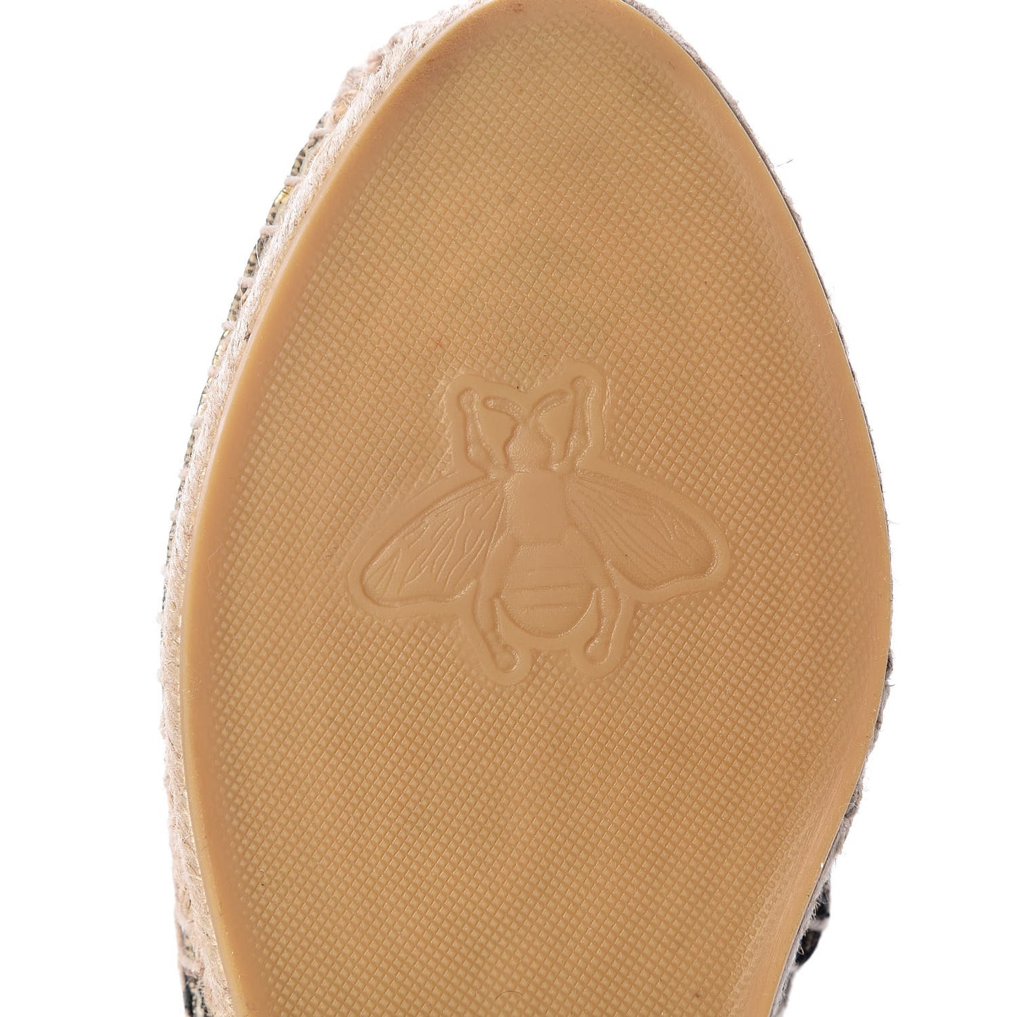 GG Supreme Monogram Bees Espadrille Flats 37.5 Beige Ebony Oro Black
