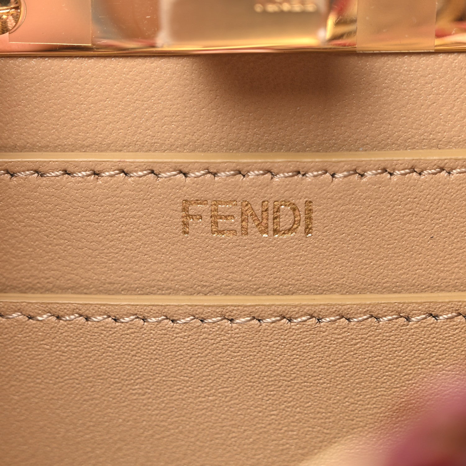 Fendi Vitello King Shiny Nappa Intreccio Petite Peekaboo I SEE U Satchel Miel Mogano Rosa Fragola 6 of 9