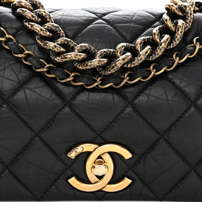 Chanel Aged Calfskin Quilted Medium Pondichery Flap Black 8 of 10