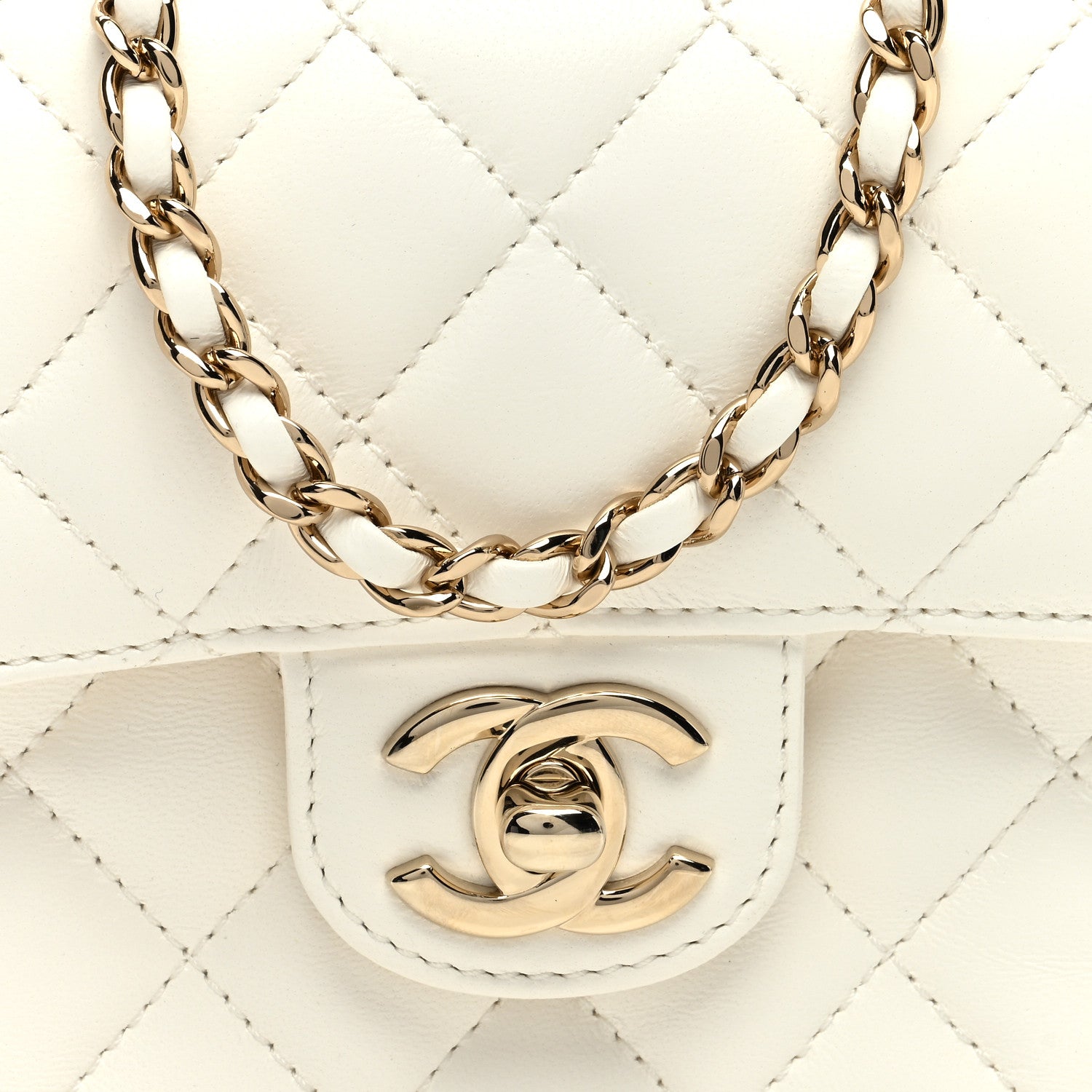 Chanel Lambskin Quilted Mini Crystal Top Handle Rectangular Flap White 8 of 11