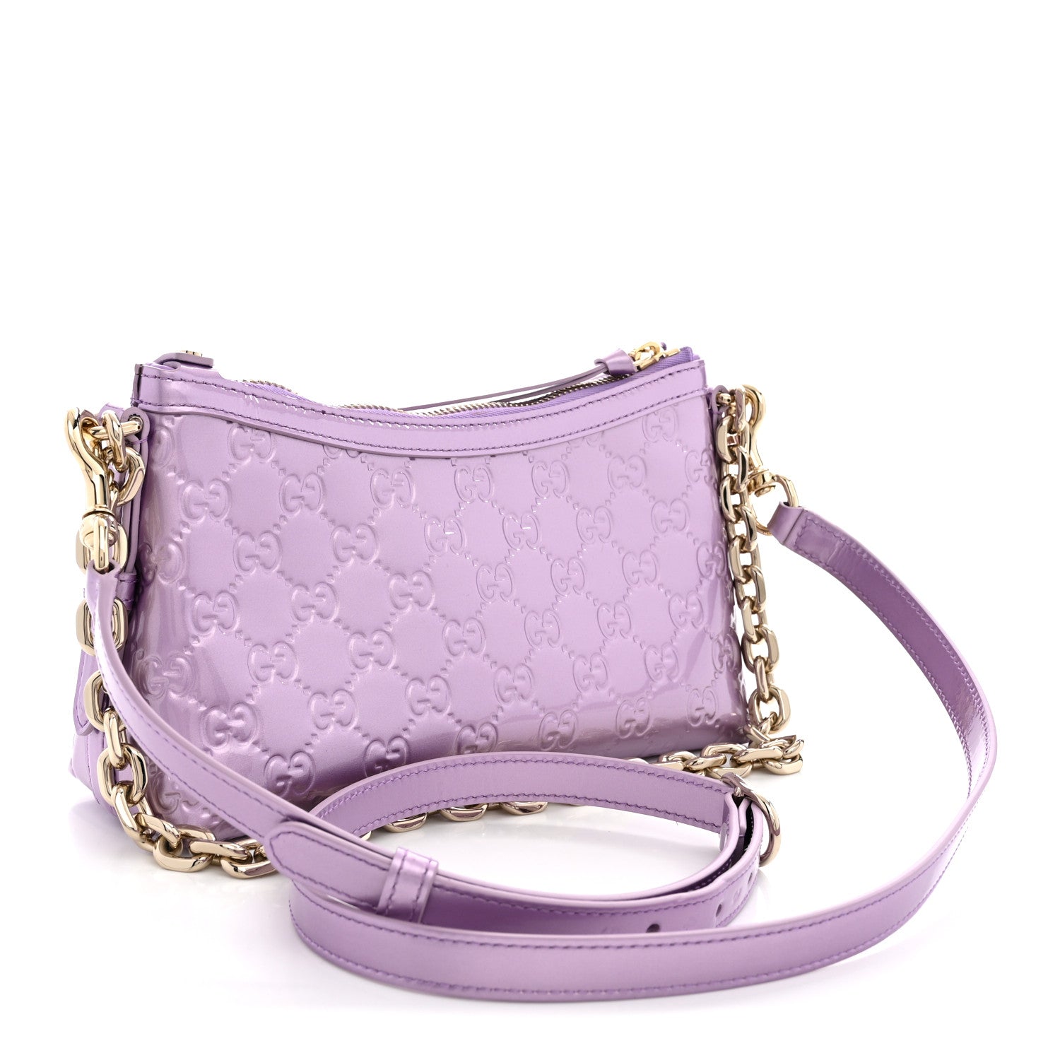 Gucci Shine Guccissima Emblem Small Shoulder Bag Lilac Haz 3 of 10