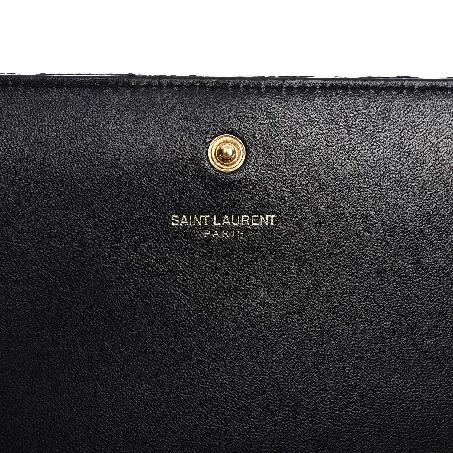 Saint Laurent Canvas Star Print Monogram Chain Wallet Gold Black 5 of 7