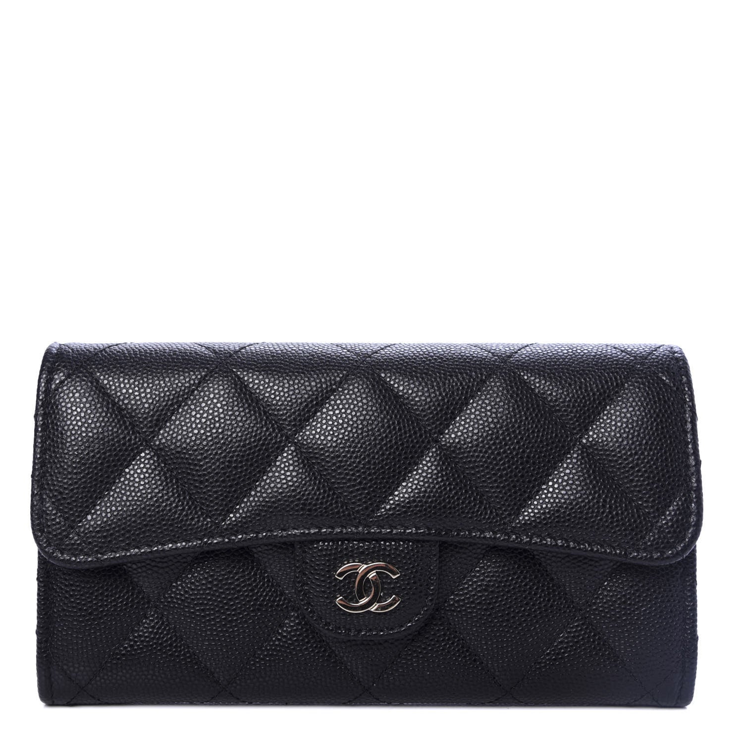 Chanel Caviar Quilted Medium Gusset Flap Wallet Black 1 of 8