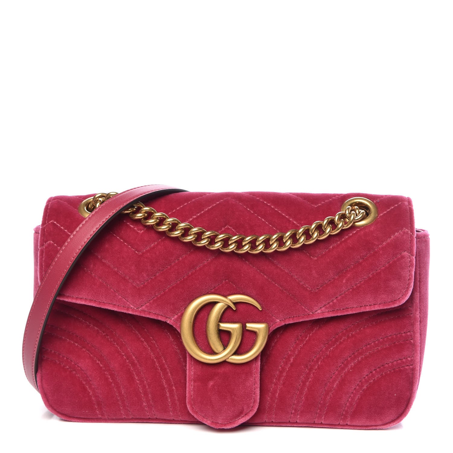 Gucci Velvet Matelasse Small GG Marmont Shoulder Bag Light Raspberry Rose 1 of 9