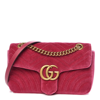 Gucci Velvet Matelasse Small GG Marmont Shoulder Bag Light Raspberry Rose 1 of 9