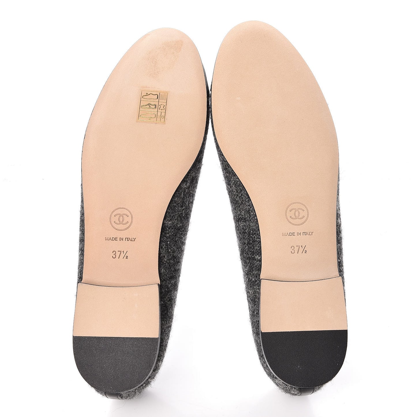 Tweed Grosgrain Cap Toe Ballerina Flats 37.5 Dark Grey Black