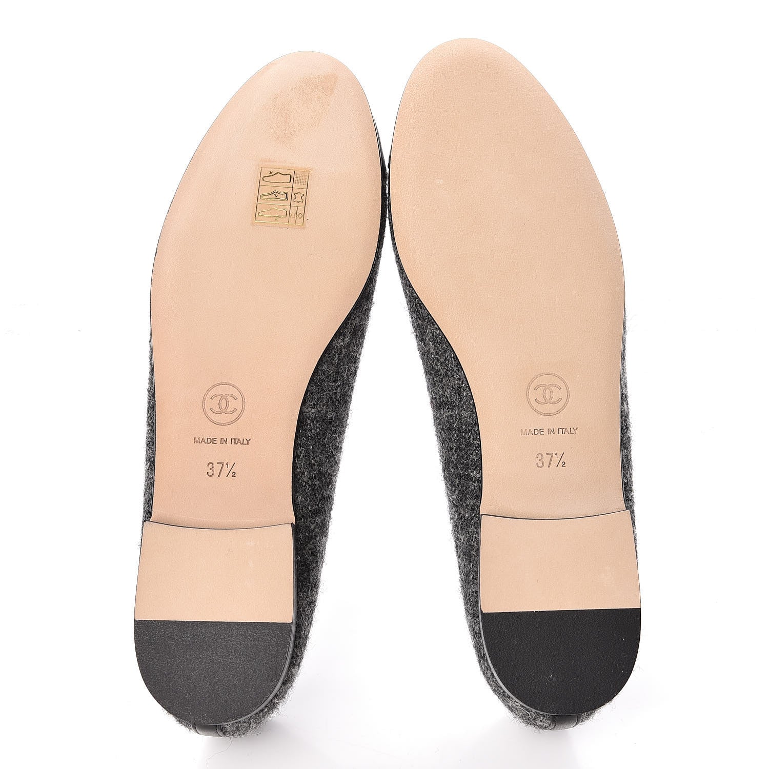 Chanel Tweed Grosgrain Cap Toe Ballerina Flats 37.5 Dark Grey Black 5 of 13