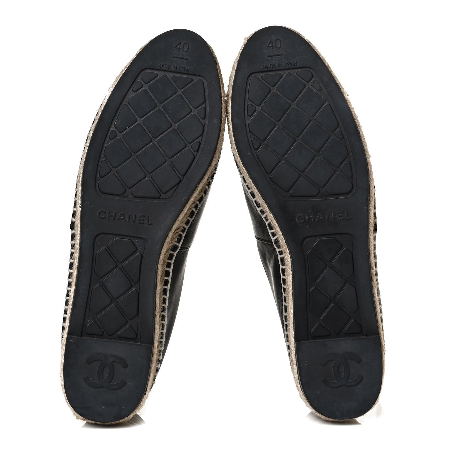 Chanel Lambskin Shiny Calfskin CC Espadrilles 40 Black Beige 7 of 13
