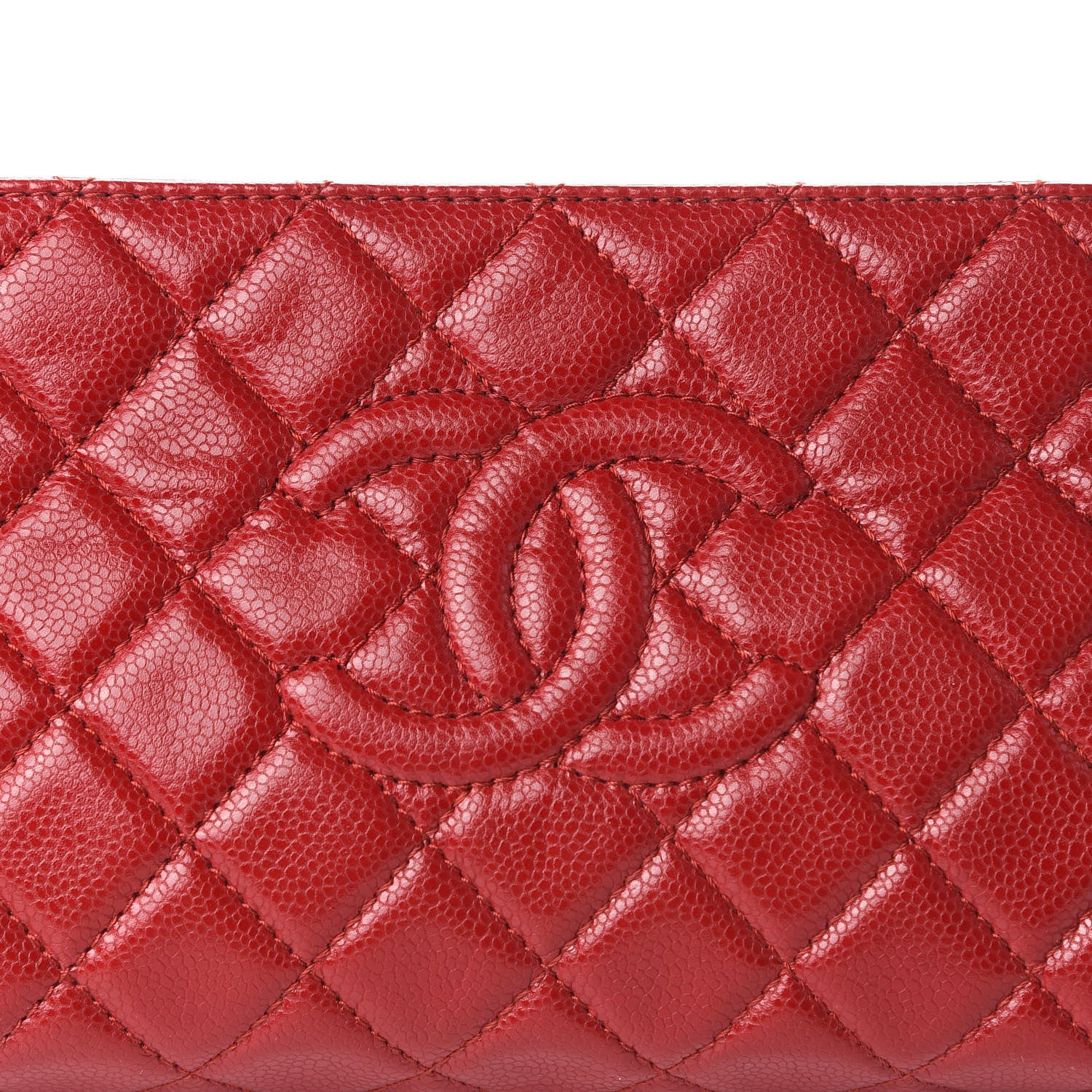 Chanel Caviar Quilted CC Clutch Red 10 of 14