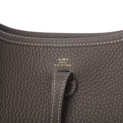Hermes Taurillon Clemence Amazone Evelyne TPM Etoupe Bleu Indigo 8 of 9