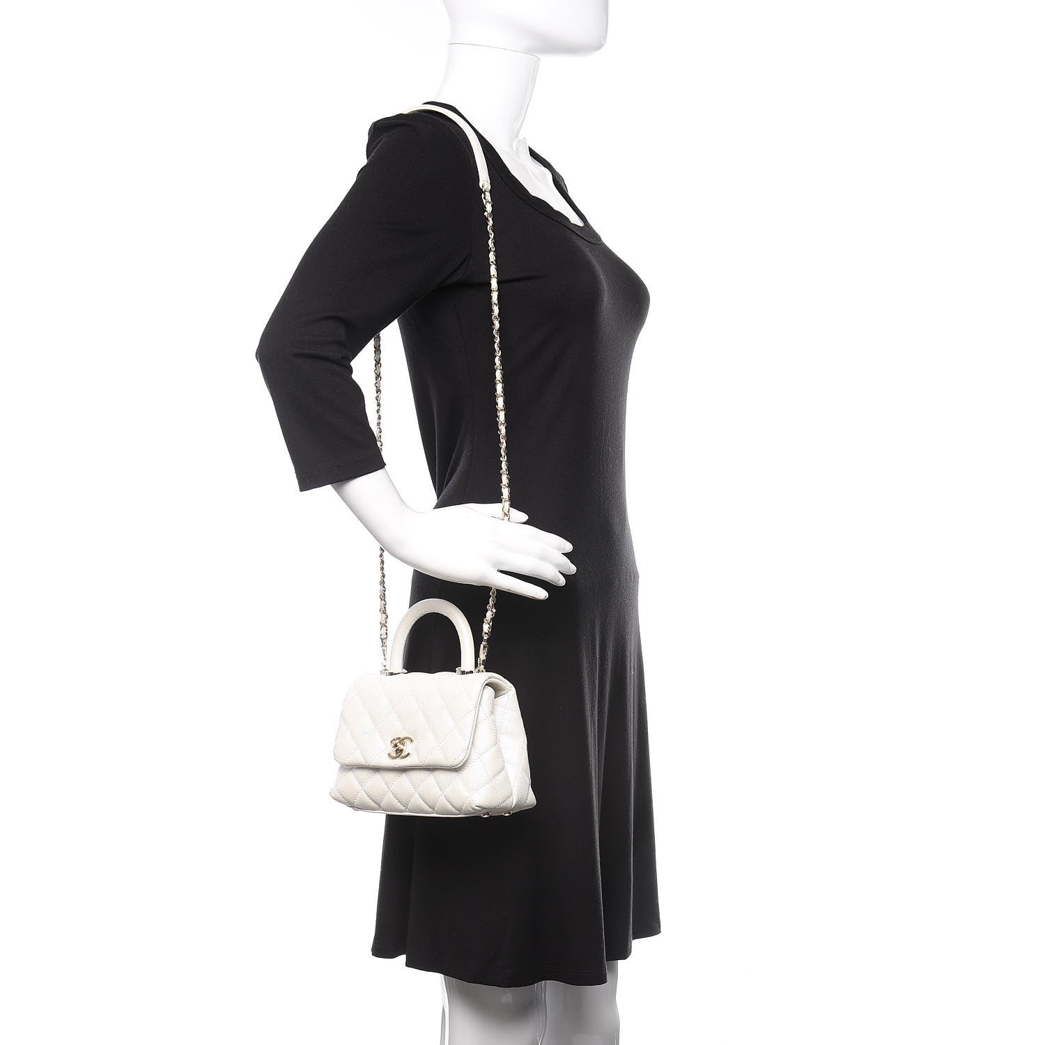 Chanel Iridescent Caviar Quilted Extra Mini Coco Handle Flap Ivory 2 of 11