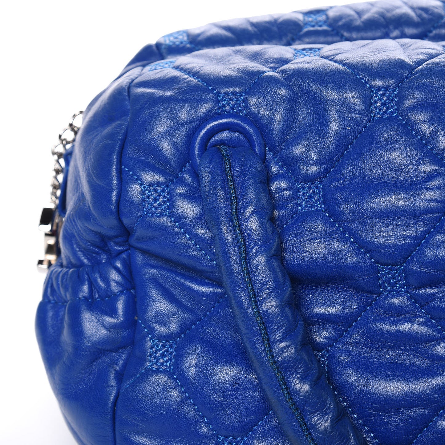 Lambskin Quilted Hidden Chain Bowler Blue