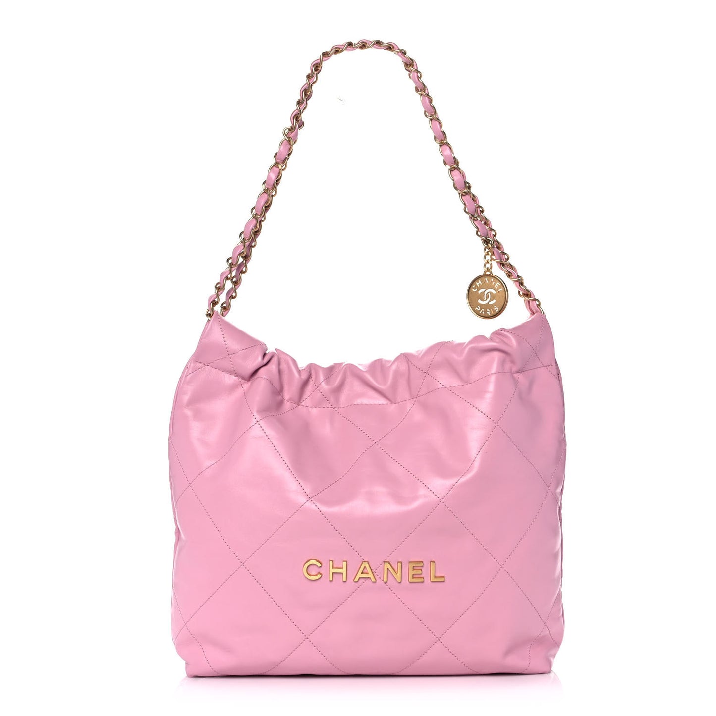 Shiny Calfskin Quilted Small Chanel 22 Pink
