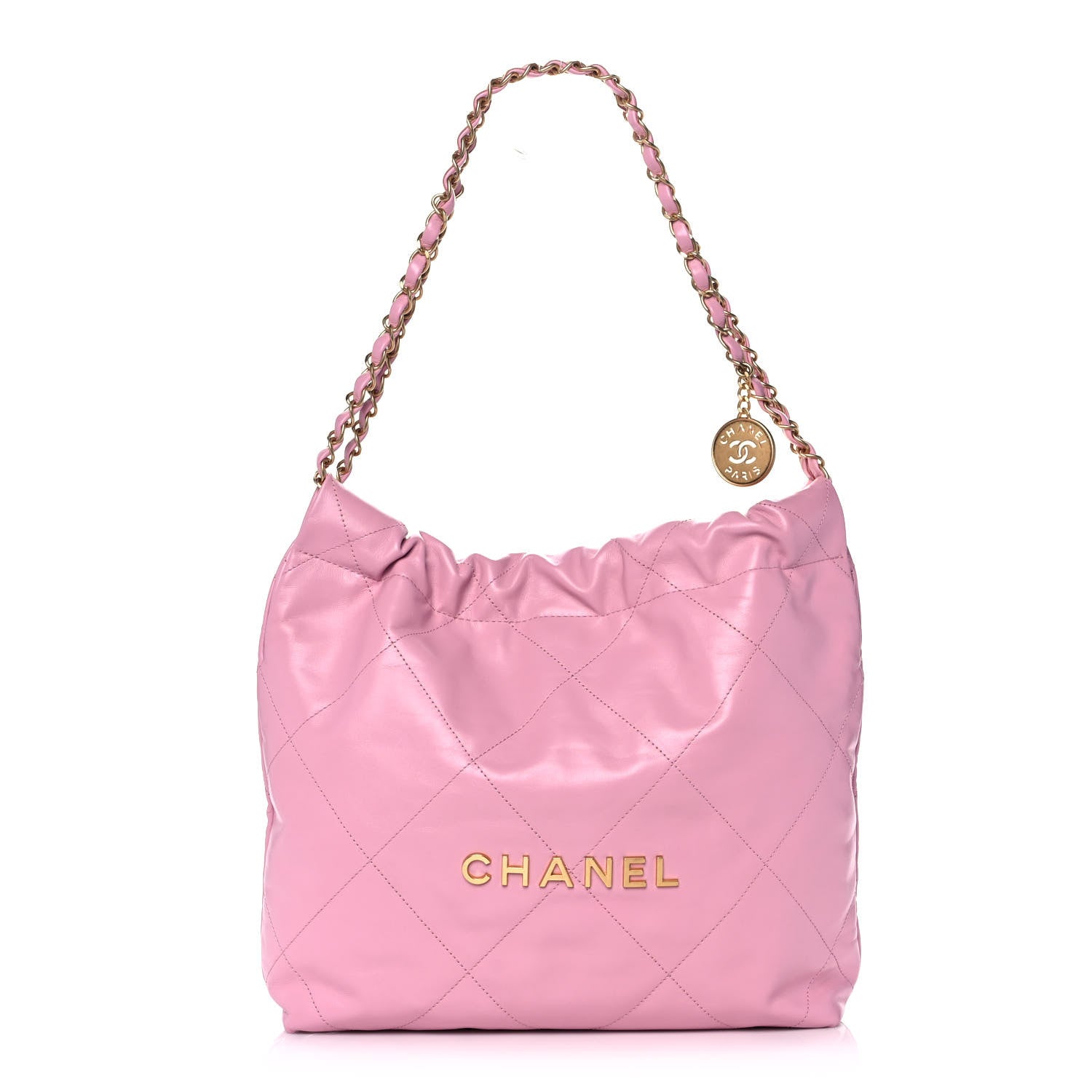 Chanel Shiny Calfskin Quilted Small Chanel 22 Pink 3 of 12