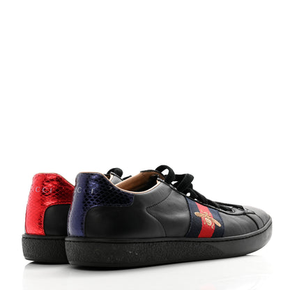 Gucci Calfskin Ayers Web Bee Embroidered Ace Sneakers 37 Black 4 of 11